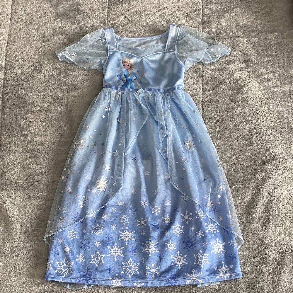 Disney Frozen Blue Elsa Snowflake Night Gown Dress
